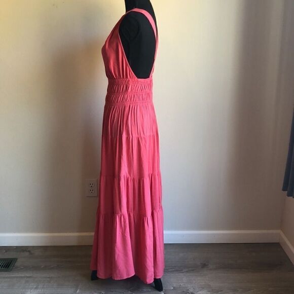 Coral Plunge Neckline Maxi Dress - Picture 5 of 7